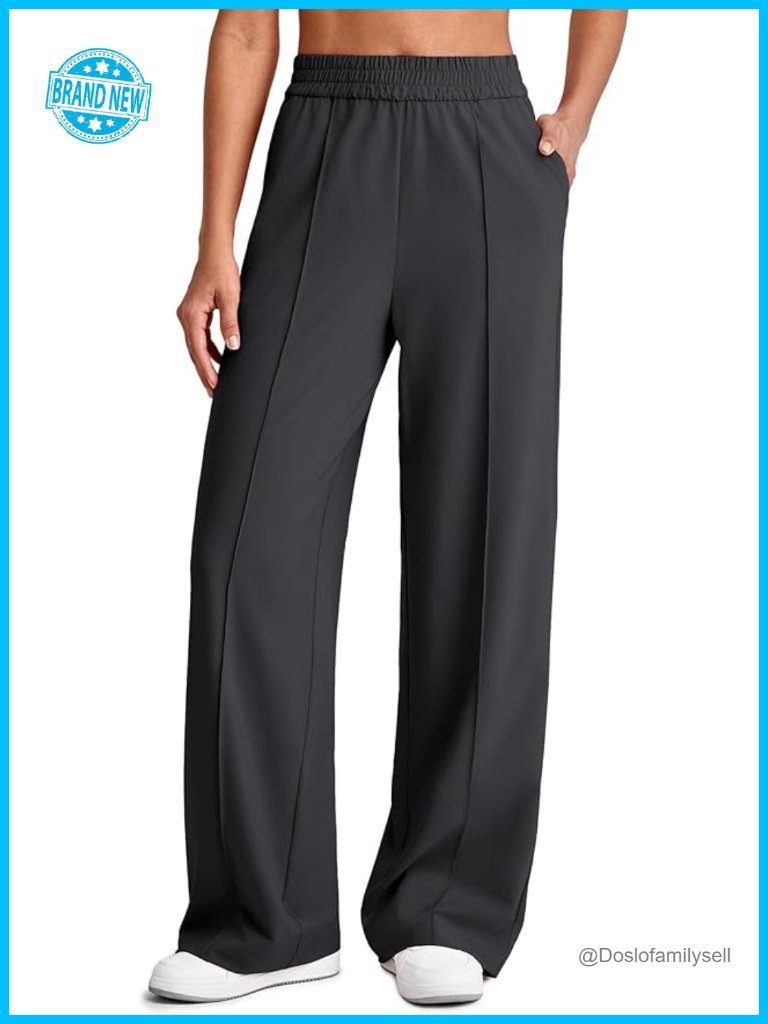 Lightweight Wide Leg Palazzo Pants With Elastic Waist And Pockets